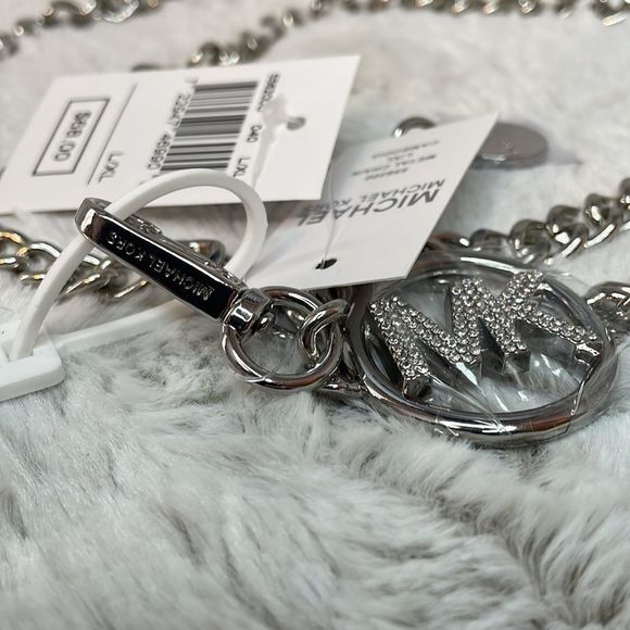 MICHAEL KORS - Silver Tone & Crystal Logo chain Belt - NWT Retail $68 - Picture 4 of 6